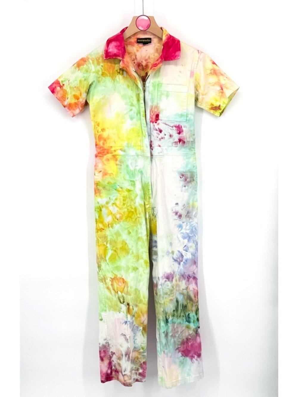 Nooworks Zip Front Print Twill Colorful Paint Coveralls Jumpsuit Women's Small